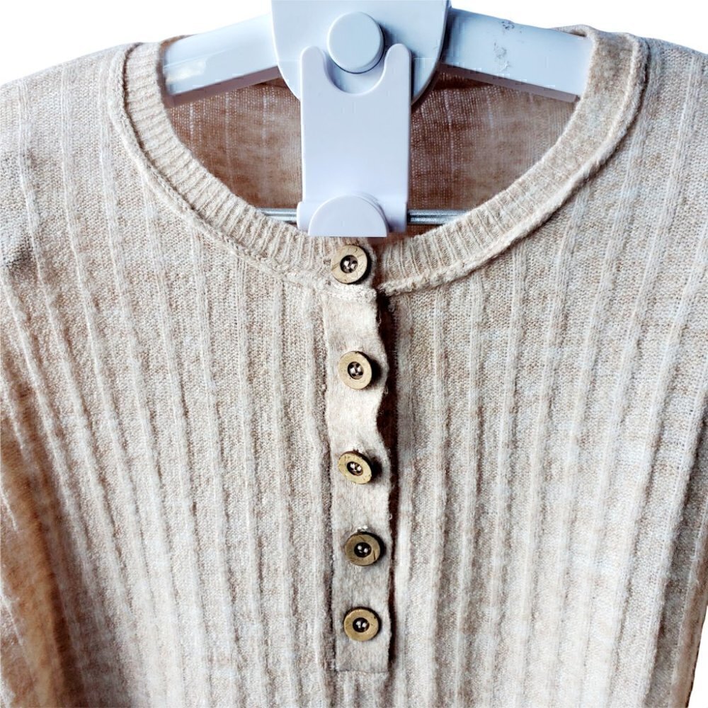 Free People Oversized Retro Trendy Ribbed Knit Acrylic Coastal Sweater. Small - Picture 7 of 10